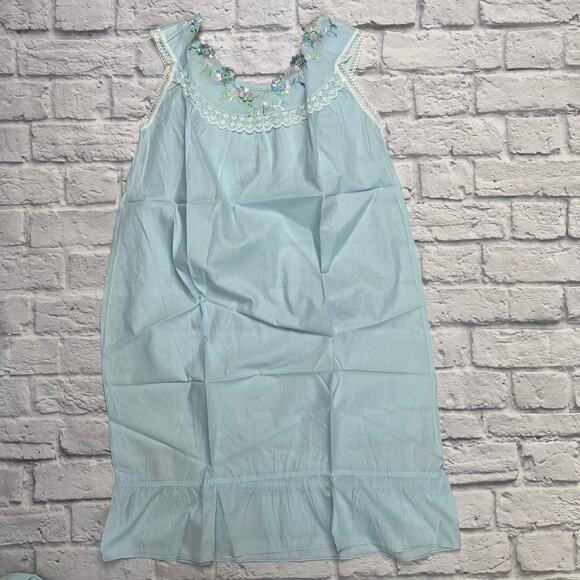 Vintage Other - Vintage Union Made Cotton Nightgown Sleeveless Blue Beverly New 70s Dacron M
